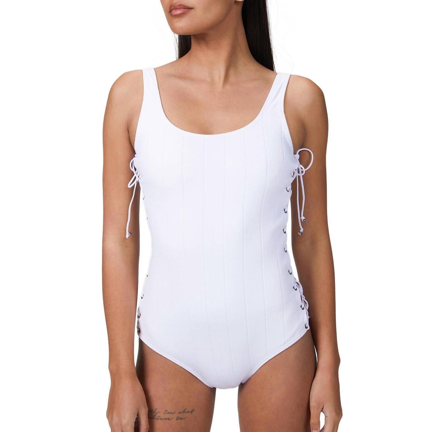 New Amir Slama Eyelet One Piece In White